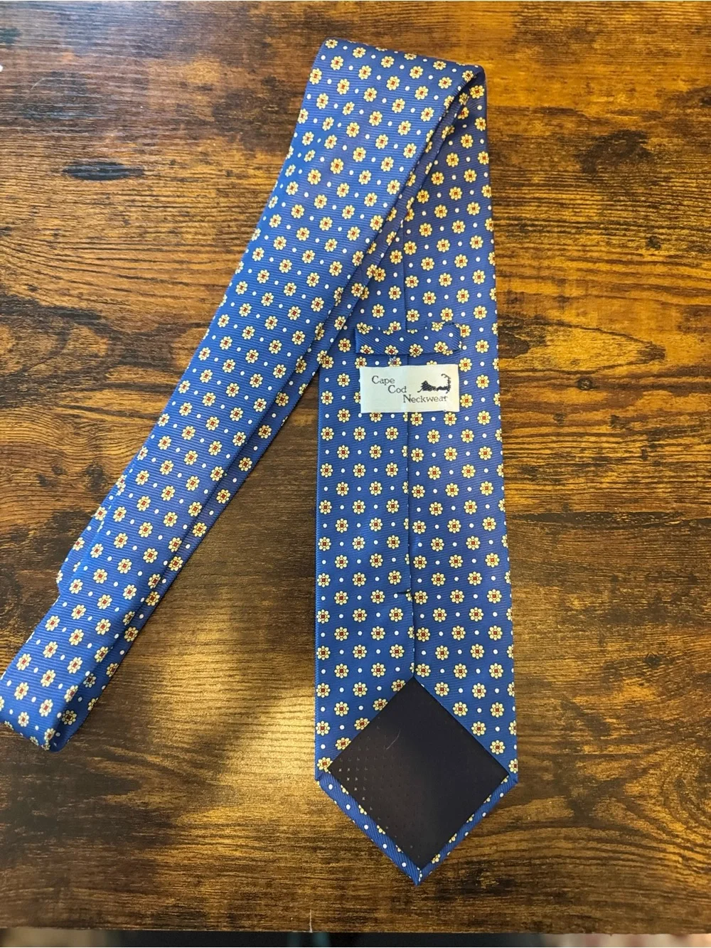 Cape Cod Neckwear Blue/yellow Floral Pattern Tie 100% silk